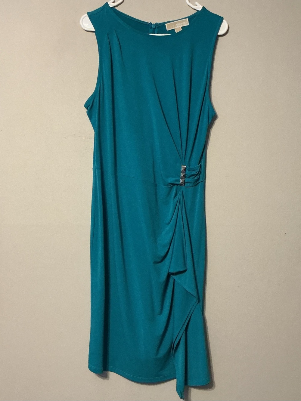 MICHAEL Michael Kors Teal Sleeveless Draped Midi Dress